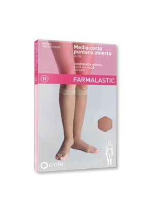 farmalastic Media Corta Con Puntera Abierta Compresión Normal Talla Grande (Camel)